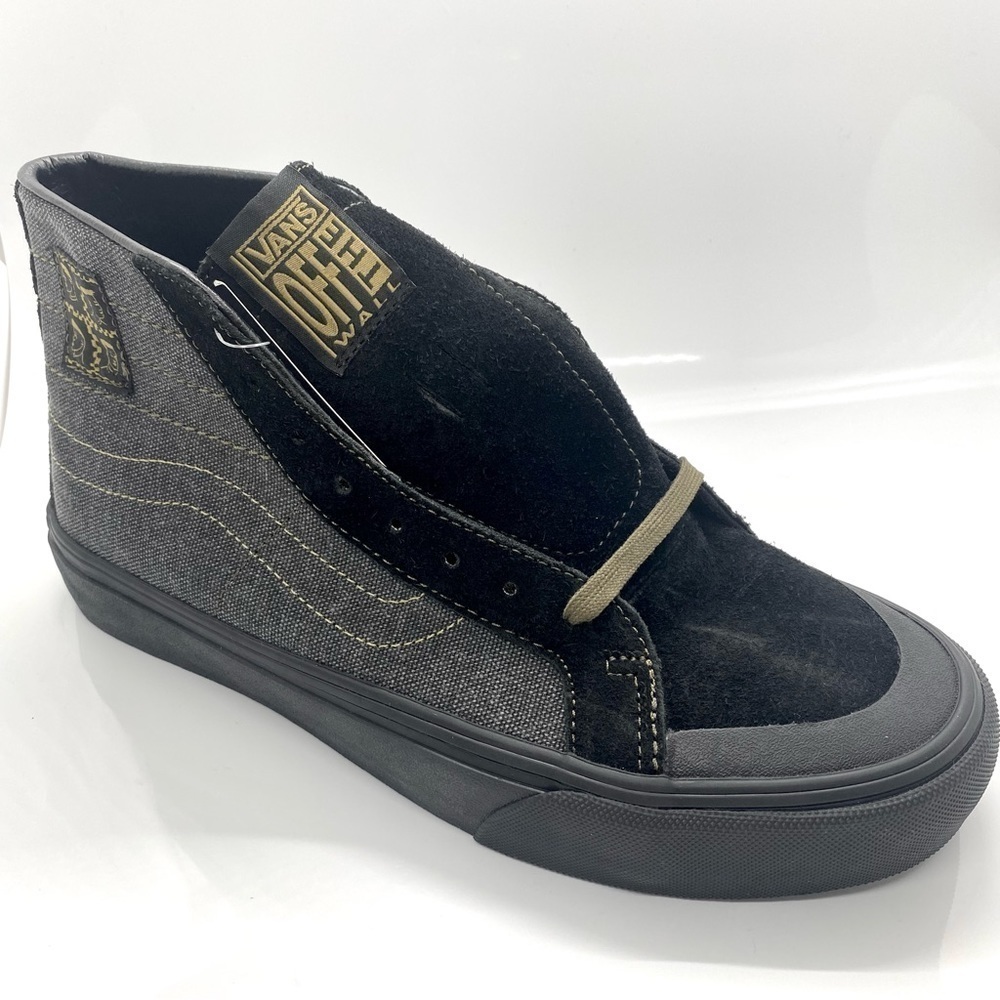 Vans Michael February Black Denim Leather Suede High Tops Men’s 7.5 - Picture 2 of 8